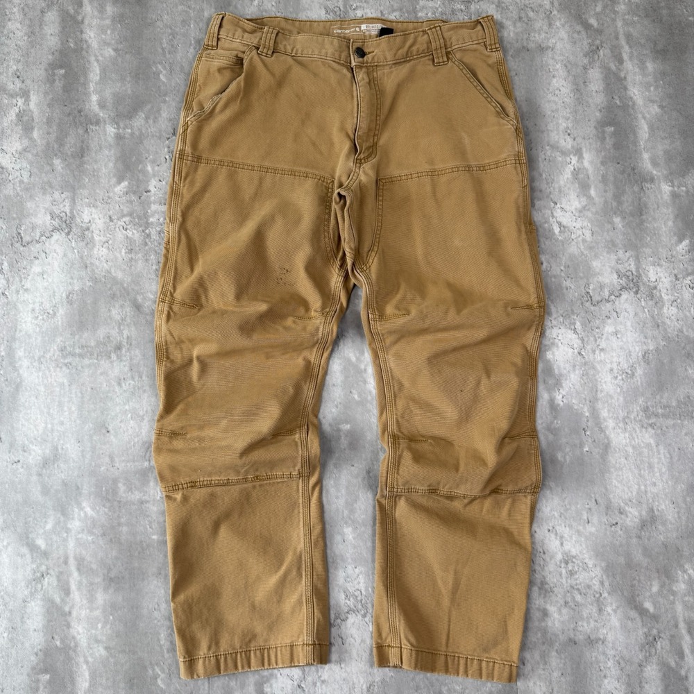 Carhartt Rigby Double Knee Pants Mens 35x30 Brown Rugged Flex Work 102802
